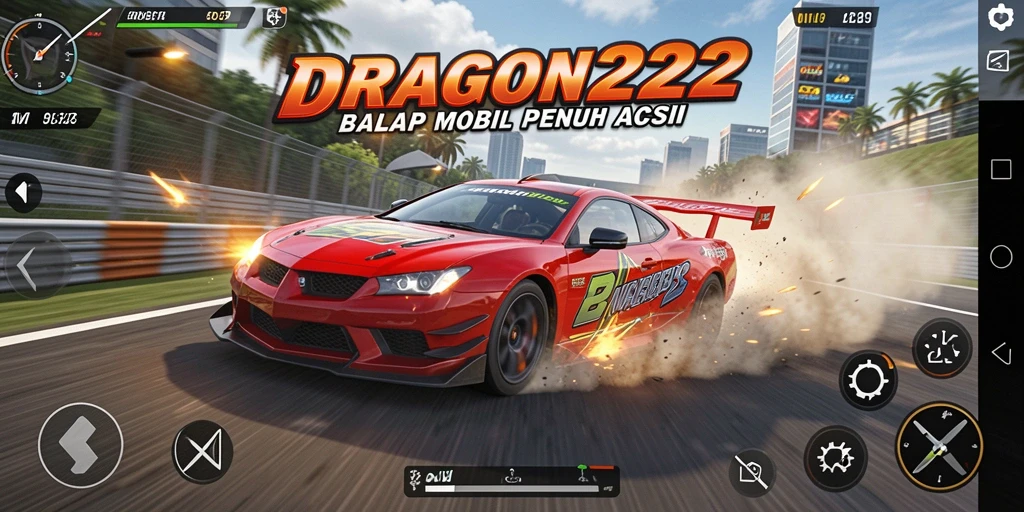 Tangkapan layar gameplay menunjukkan balapan mobil yang mendebarkan.