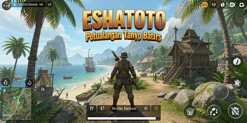Tampilan gameplay ESHATOTO di dunia terbuka yang luas.