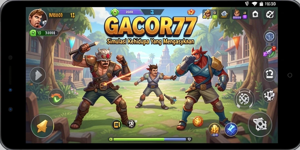 Tampilan gameplay menarik GACOR77 dengan karakter yang berinteraksi.