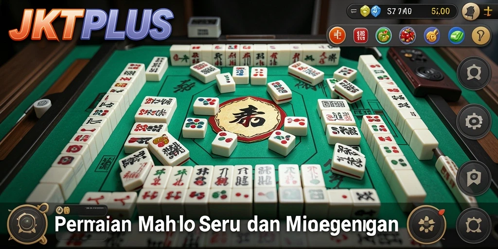 Tampilan menawan dari gameplay JKTPLUS dengan ubin Mahjong.