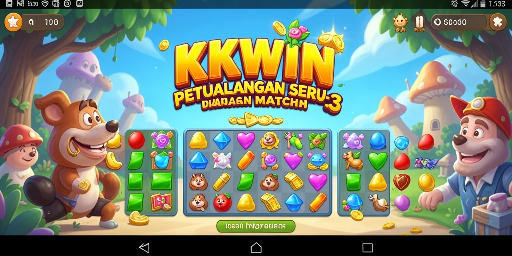 Screenshot utama KKWIN menampilkan gameplay Match-3 yang seru.