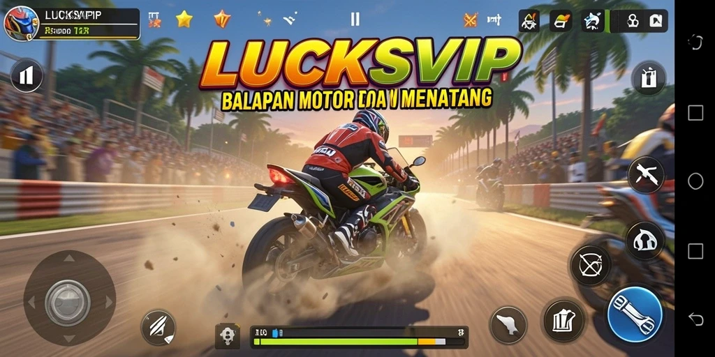 Gameplay seru LUCKSVIP dalam balapan motor dengan teman.