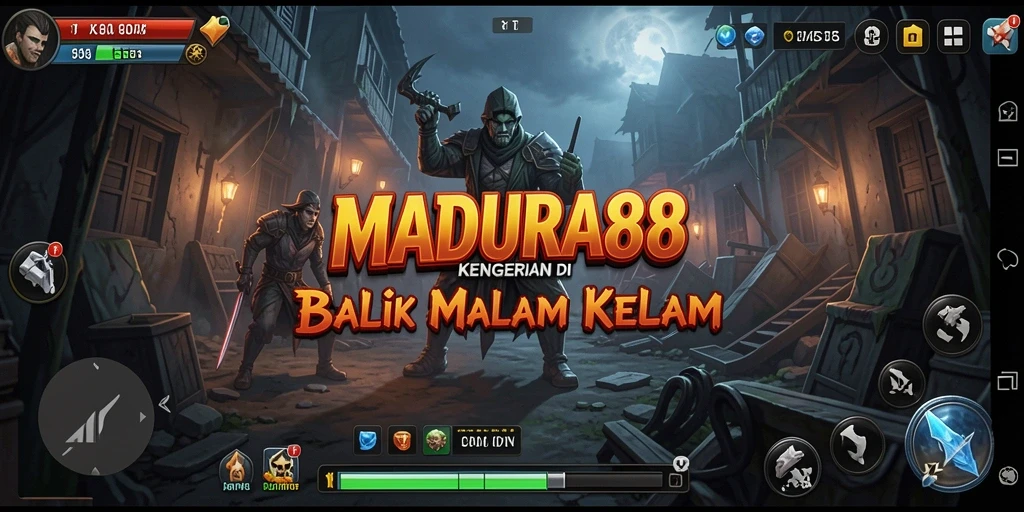 Tampilan menyeramkan gameplay MADURA88 dengan suasana horor yang mencekam.