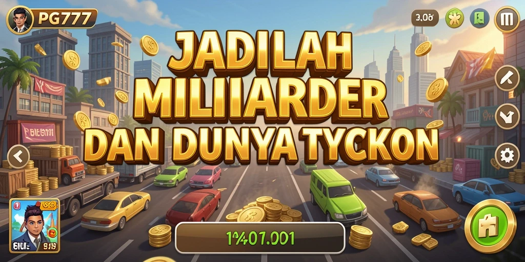 Tampilan gameplay PG777 menampilkan dunia bisnis yang dinamis dan strategis.