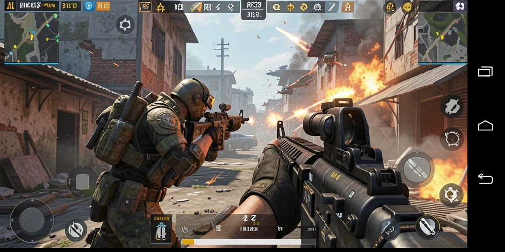 Tangkapan layar permainan <strong>RR33</strong> menampilkan aksi mendebarkan dalam pertempuran FPS.
