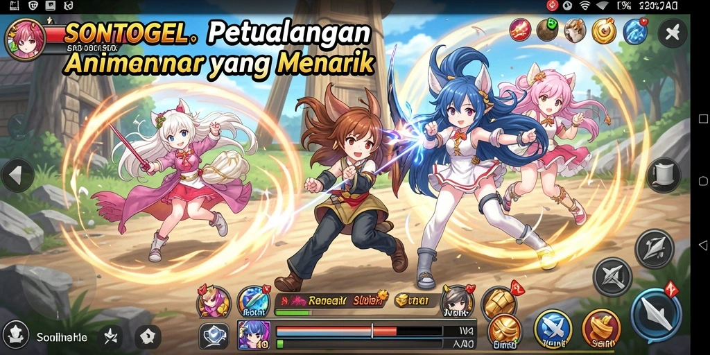 Tampilan gameplay menarik dari SONTOGEL dengan karakter Anime yang menawan.