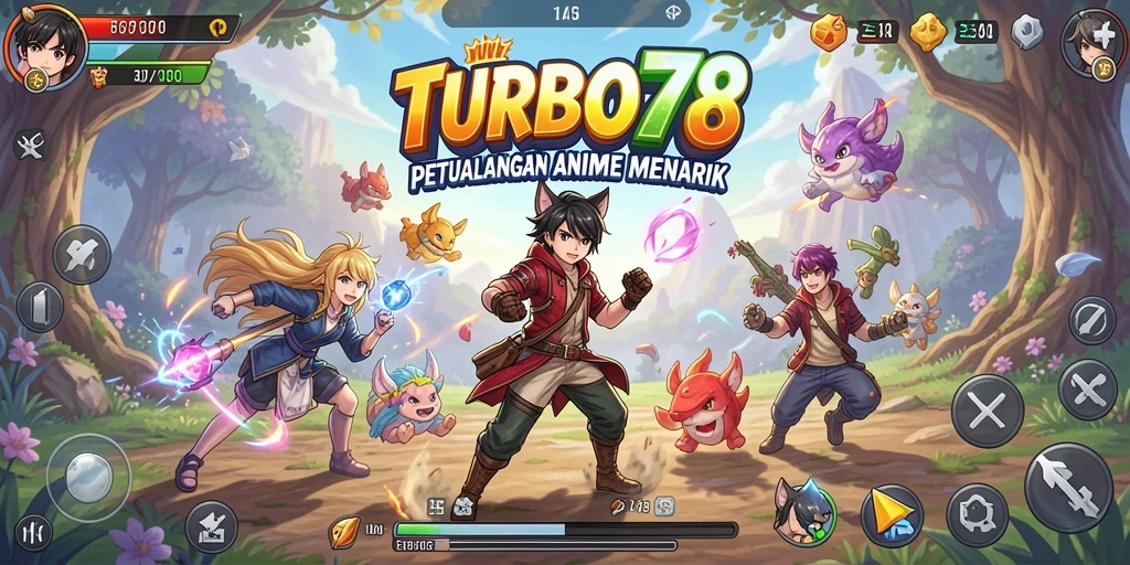Tampilan gameplay menampilkan karakter anime dalam pertempuran seru.